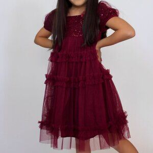 Burgundy Sequin Maya Mini Christmas/New Year's Dress